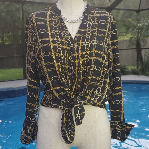 NY&C Chain Pattern Print Blouse WOT - Picture 6 of 6